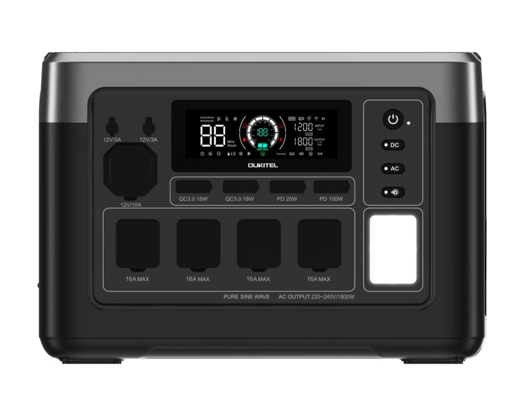 OUKITEL P1000 Plus, Batería LiFePO4 de 1024Wh, Generador Solar de 1800W